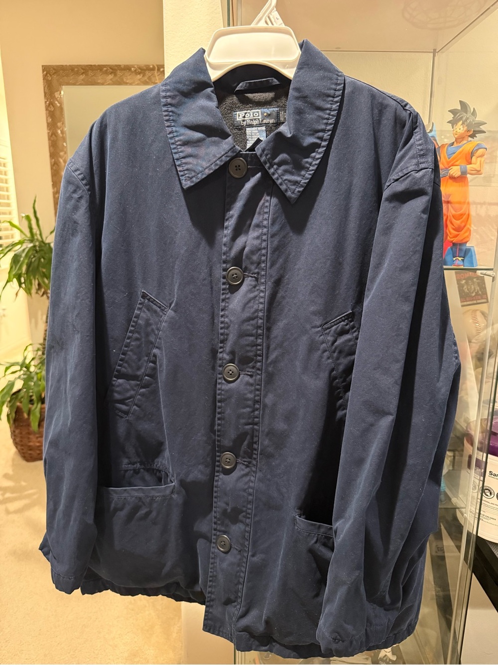 Size L - Ralph Lauren Men’s Navy Lightweight Button Warmer Jacket